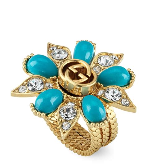 large gucci garden ring|gucci flower tuquise ring.